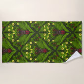 Varens en halskevers, groene bladeren strandlaken (Voorkant)