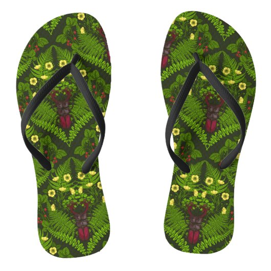 Varens en halskevers, groene bladeren teenslippers (Voetbed)