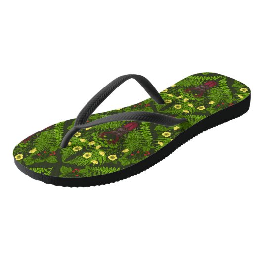 Varens en halskevers, groene bladeren teenslippers (Schuin)