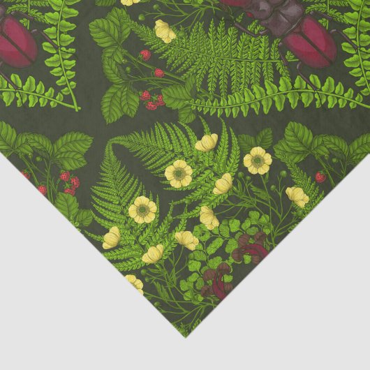 Varens en halskevers, groene bladeren tissuepapier (Detail)