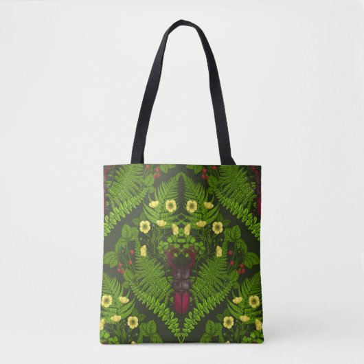 Varens en halskevers, groene bladeren tote bag (Voorkant)