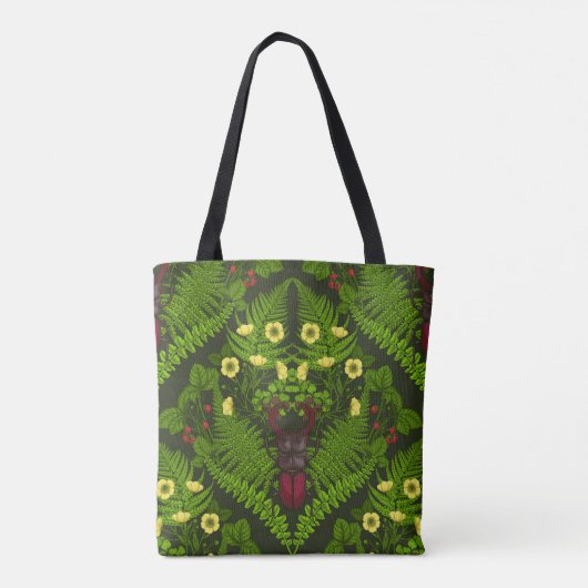 Varens en halskevers, groene bladeren tote bag (Achterkant)