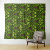 Varens en halskevers, groene bladeren wandkleed (In Situ (horizontaal))