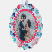 Varens Hibiscus Bloem Tropisch 2 Aangepaste Foto's Ornament Kaart (Links)