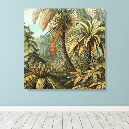Varens Palmboom Antiek Botanische Varens Kunst Canvas Afdruk (Insitu (Houten vloer))