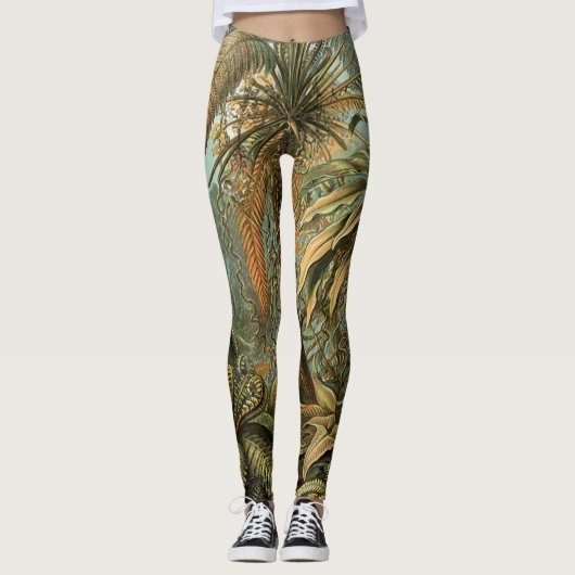 Varens Palmboom Antiek Botanische Varens Kunst Leggings (Voorkant)