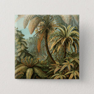 Varens Palmboom Antiek Botanische Varens Kunst Vierkante Button 5,1 Cm