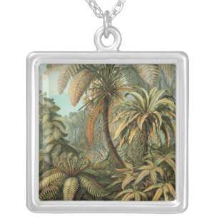 Varens Palmboom Antiek Botanische Varens Kunst Zilver Vergulden Ketting