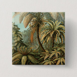 Varens Palmboom Antieke Botanische Varens Kunst Vierkante Button 5,1 Cm