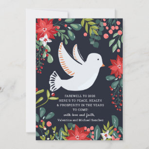 Varewell naar 2020 White Dove Floral kerstKaart