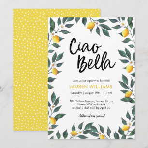 Varewell-party-uitnodiging Lemon-boombladeren Kaart