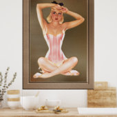 Varga Girl in een roze corset van Alberto Vargas Poster (Keuken)