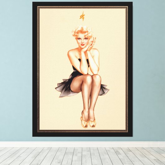 Varga Meisje Hoesje Kunst door Alberto Vargas Canvas Afdruk (Insitu (Houten vloer))