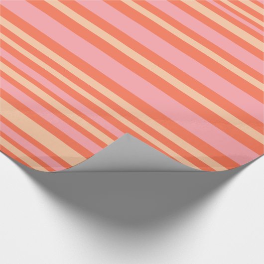 Variabele band retro modern patroonroze Oranje Cadeaupapier (Hoek)