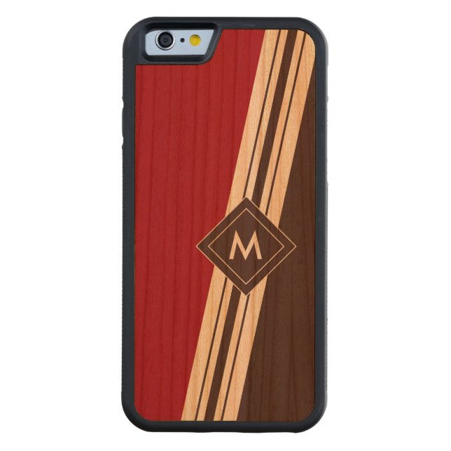 Variabele Breedtegraad Monogram hout iPhone Carved Wood iPhone Hoesje (Achterkant)