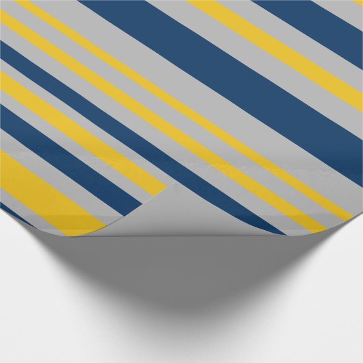 Variabele strepe Pattern Navy Blue Grey Yellow Cadeaupapier (Hoek)