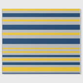 Variabele strepe Pattern Navy Blue Grey Yellow Cadeaupapier (Vlak)