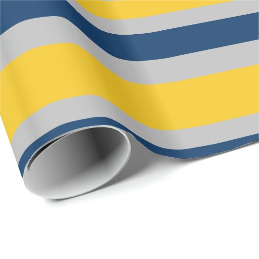 Variabele strepe Pattern Navy Blue Grey Yellow Cadeaupapier (Rol Hoek)