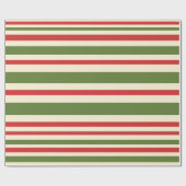 Variabele Stripe-kerstpatronen rode groene crème Cadeaupapier (Vlak)