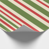 Variabele Stripe-kerstpatronen rode groene crème Cadeaupapier (Hoek)