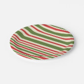 Variabele Stripe-kerstpatronen rode groene crème Papieren Bordje (Gekanteld)