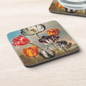  variabele Tulip Flowers in een landschap Bier Onderzetter (Linkerzijde)