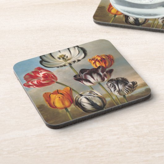 variabele Tulip Flowers in een landschap Bier Onderzetter (Linkerzijde)