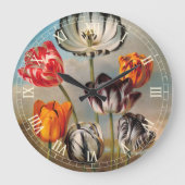  variabele Tulip Flowers in een landschap Grote Klok (Voorkant)