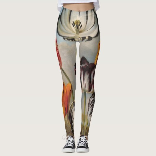  variabele Tulip Flowers in een landschap Leggings (Voorkant)