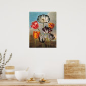 variabele Tulip Flowers in een landschap Poster (Keuken)