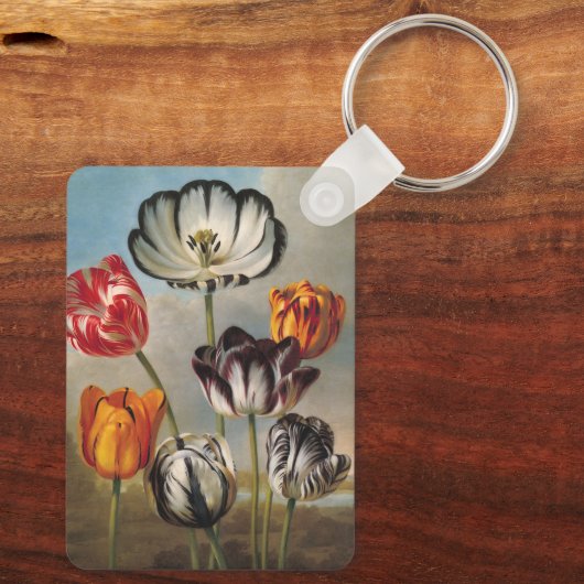 variabele Tulip Flowers in een landschap Sleutelhanger (Achterkant)