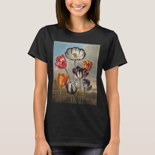  variabele Tulip Flowers in een landschap T-shirt (Voorkant)