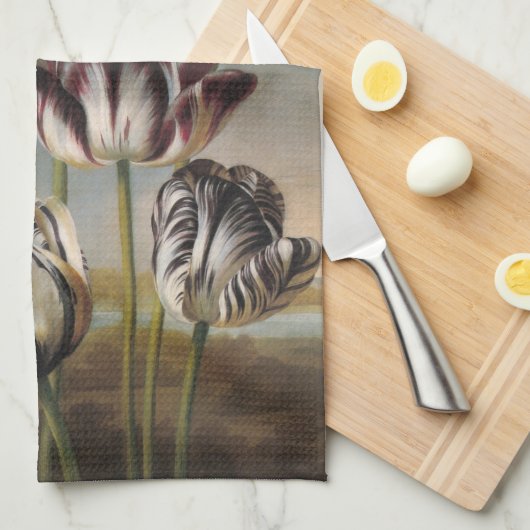 variabele Tulip Flowers in een landschap Theedoek (Quarter Fold)