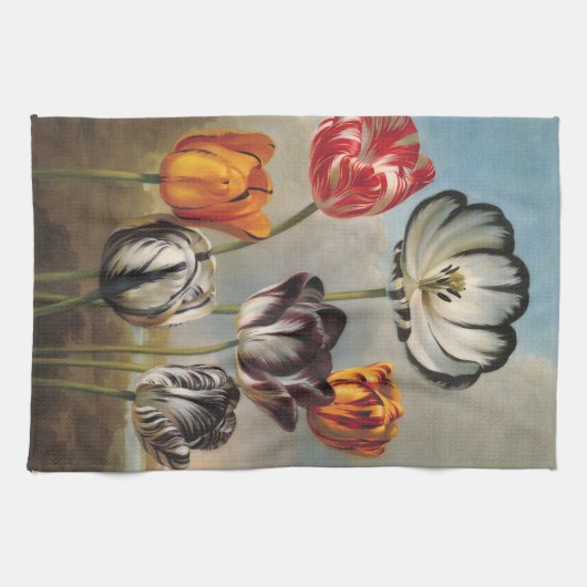 variabele Tulip Flowers in een landschap Theedoek (Horizontaal)