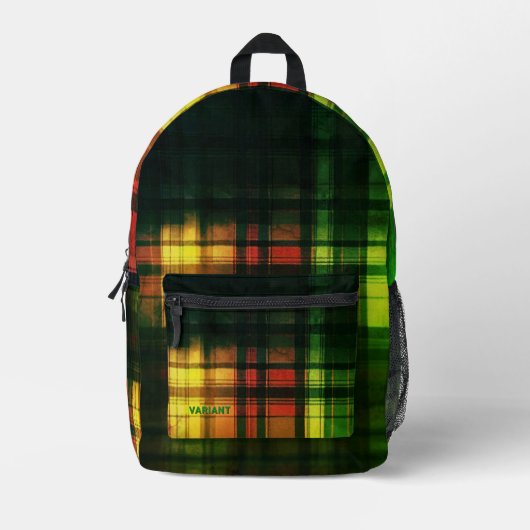 VARIANT Tartan Abstraction Vibrant Bedrukte Rugzak (Voorkant)