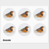 Variant Thrush Songbird op Snowy Winter Day Ronde Sticker (Vel)