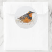 Variant Thrush Songbird op Snowy Winter Day Ronde Sticker (Tas)
