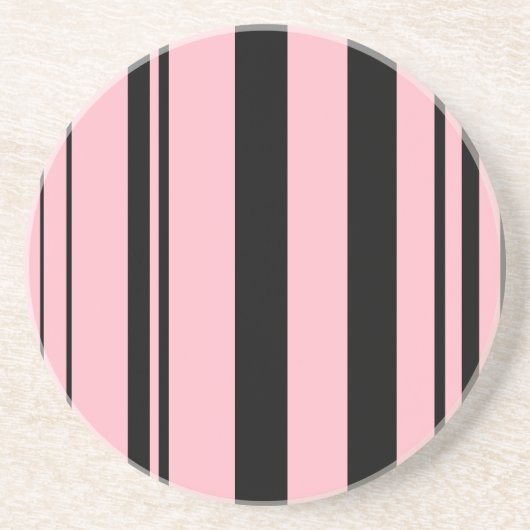 Variated Stripes/Roze Zwart Zandsteen Onderzetter (Voorkant)