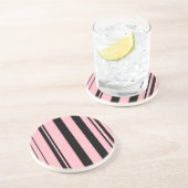 Variated Stripes/Roze Zwart Zandsteen Onderzetter (Zijkant)