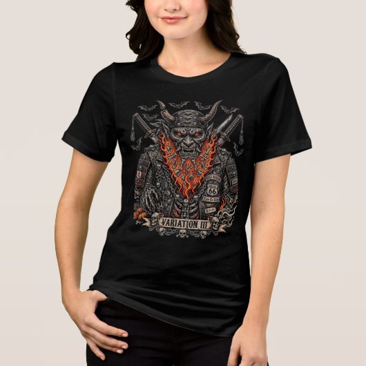 Variatie III Pompoenbaard Samurai Biker Tri-Blend Shirt (Voorkant)