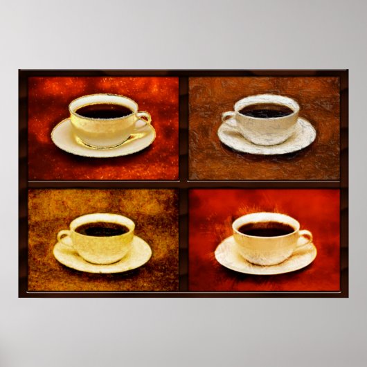 Variaties op een beker koffie -4 Verschillende sti Poster (Voorkant)