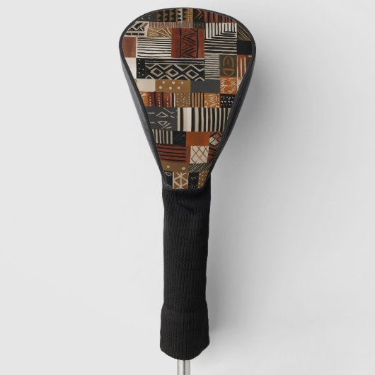 Variations of African motifs in earth tones Golfheadcover (Voorkant)