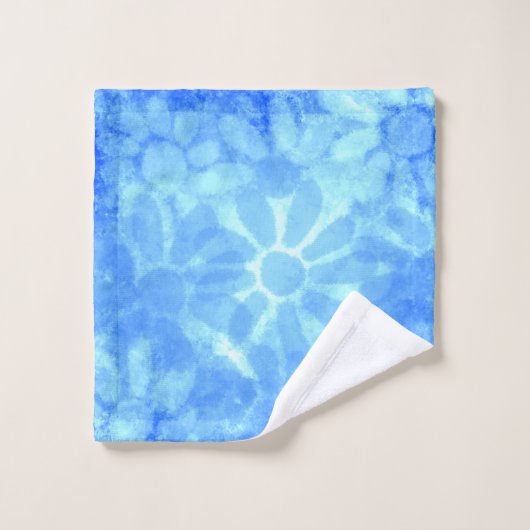 Variegated Blue Floral Daisies Bloemen Bad Handdoek (Wasdoekje)