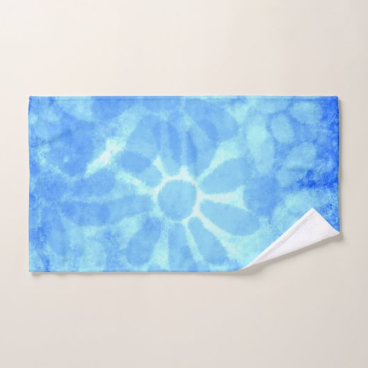 Variegated Blue Floral Daisies Bloemen Bad Handdoek (Handdoek)