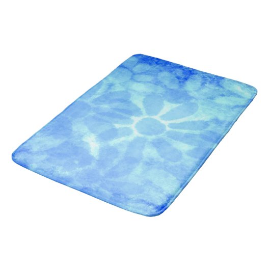 Variegated Blue Floral Daisies Bloemen Badmat (Gekanteld)