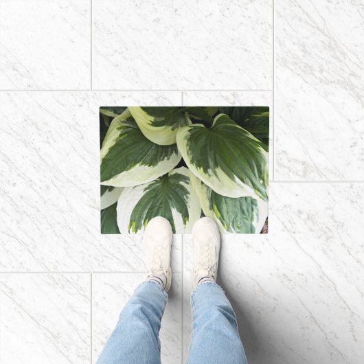Variegated Hosta Plant Floral Deurmat (Binnen)