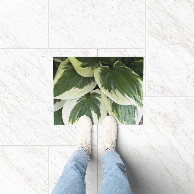 Variegated Hosta Plant Floral Deurmat (Binnen)