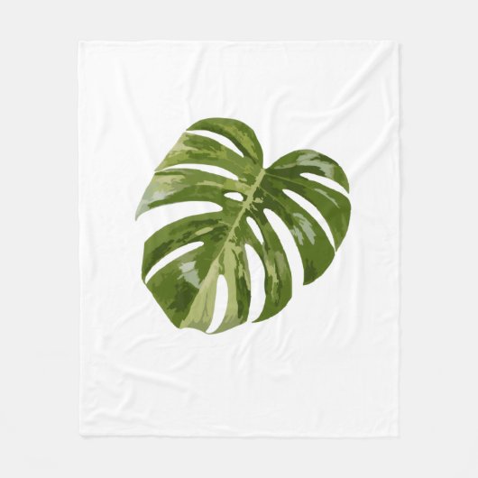 Variegated Monstera Albo Plant Kunst Fleece Deken (Voorkant)