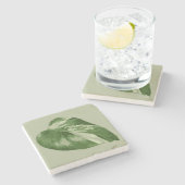 Variegated Monstera Leaf Coaster – Real Plant Art Stenen Onderzetter (Zijkant)