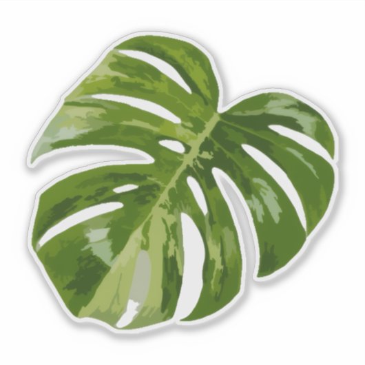 Variegated Monstera Sticker – Clear Cut Leaf (Voorkant)